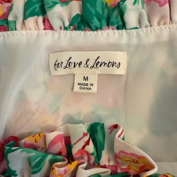 For Love & Lemons Becca Mini Skirt in Ivory With Pink Flowers size Medium - Picture 7 of 11